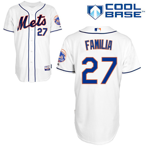 Jeurys Familia #27 MLB Jersey-New York Mets Men's Authentic Alternate 2 White Cool Base Baseball Jersey
